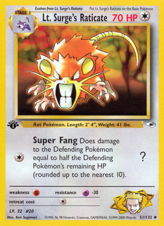 Lt. Surge's Raticate — Gym Heroes